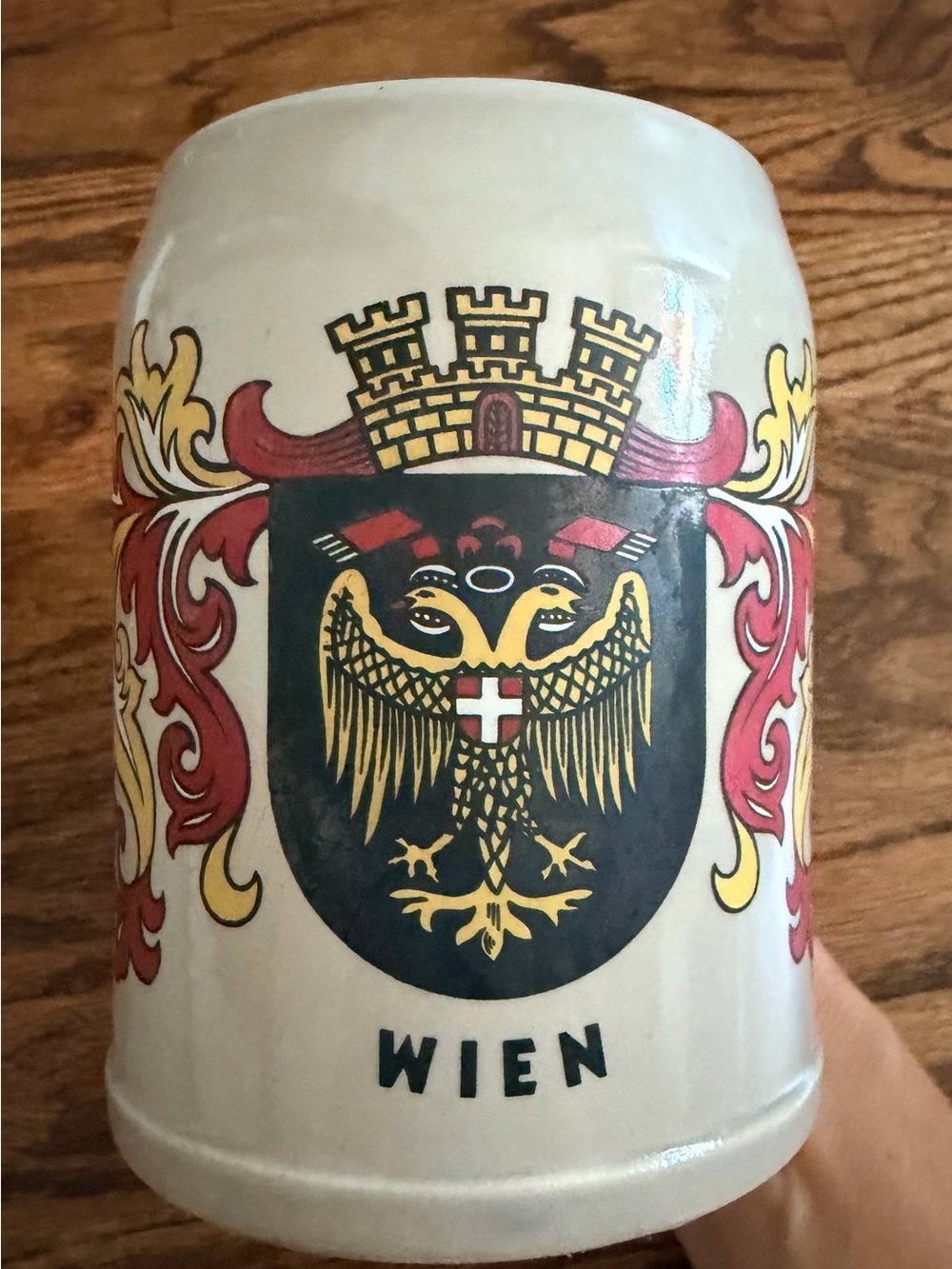 AG Wick-Werke Ceramic Beer Stein with Vienna Coat of Arms